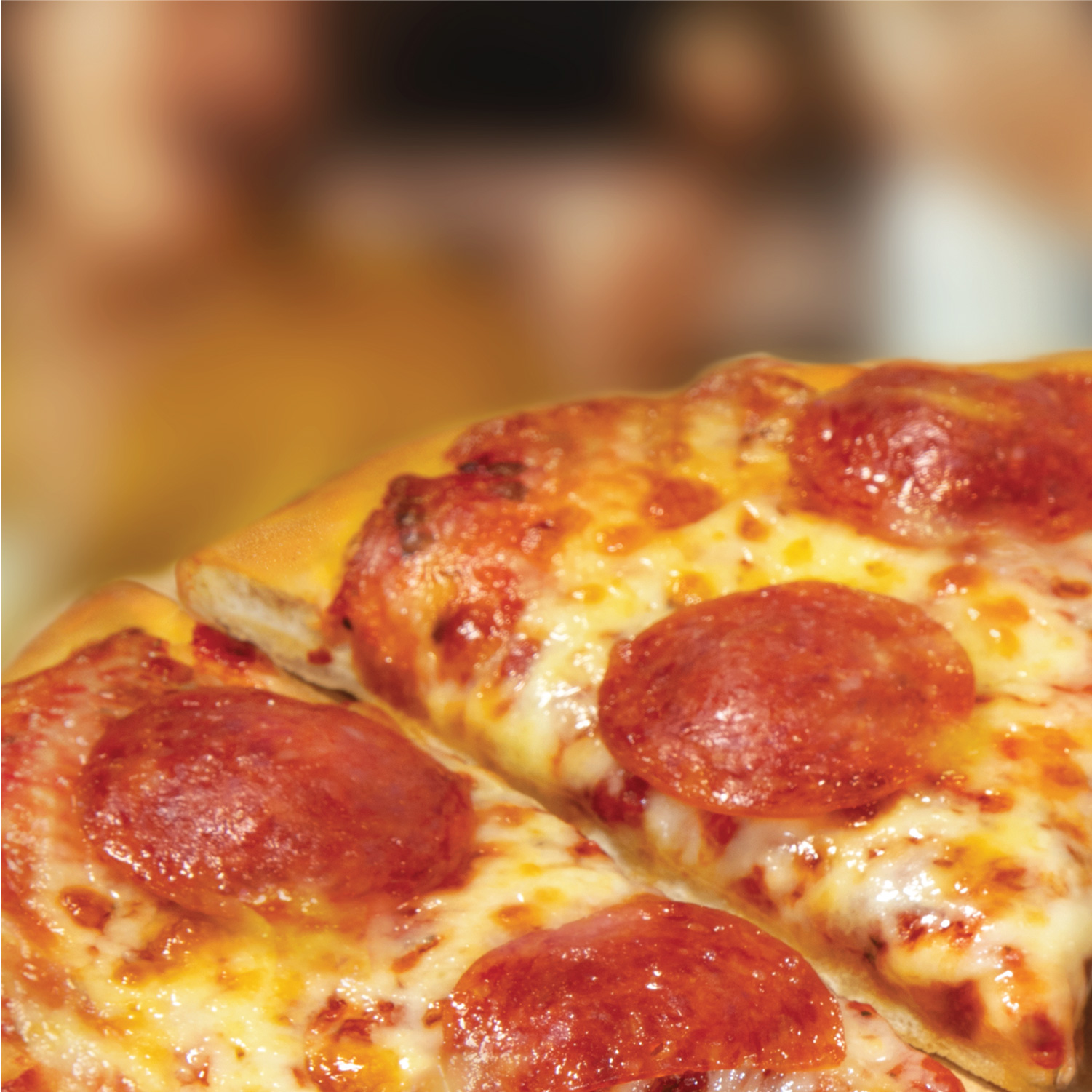 Close-up of New York Pepperoni pizza